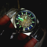 Fossil Everett Automatic Skeleton Blue Dial Silver Steel Strap Watch for Men - ME3220 Buy Now By Fossil