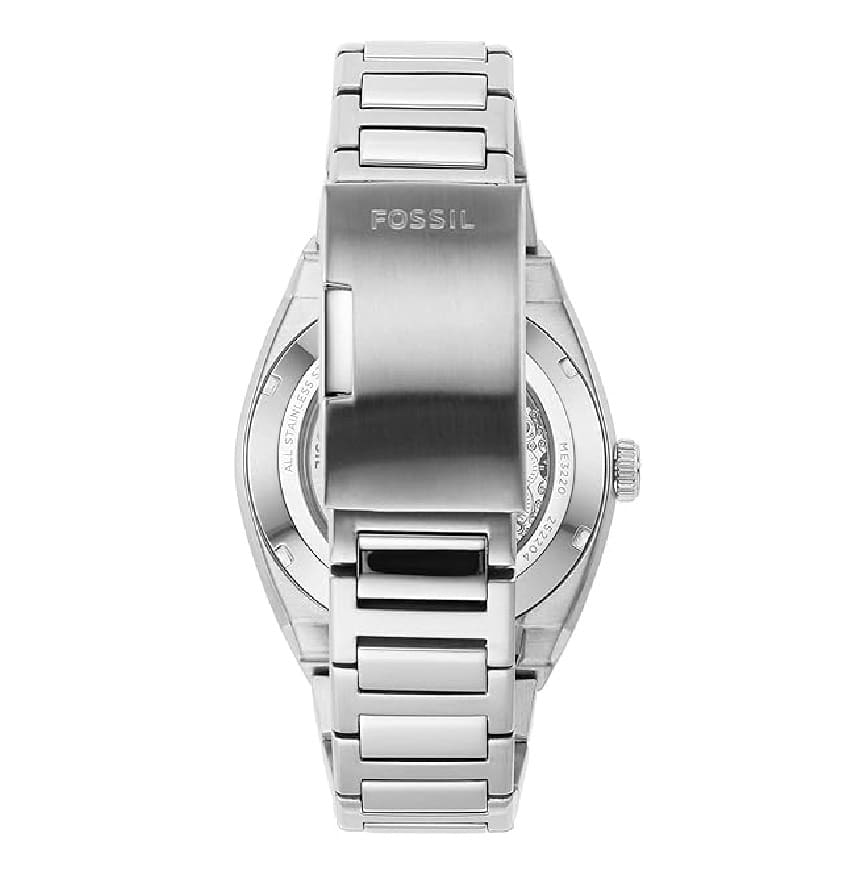 Fossil Everett Automatic Skeleton Blue Dial Silver Steel Strap Watch for Men - ME3220 Buy Now By Fossil