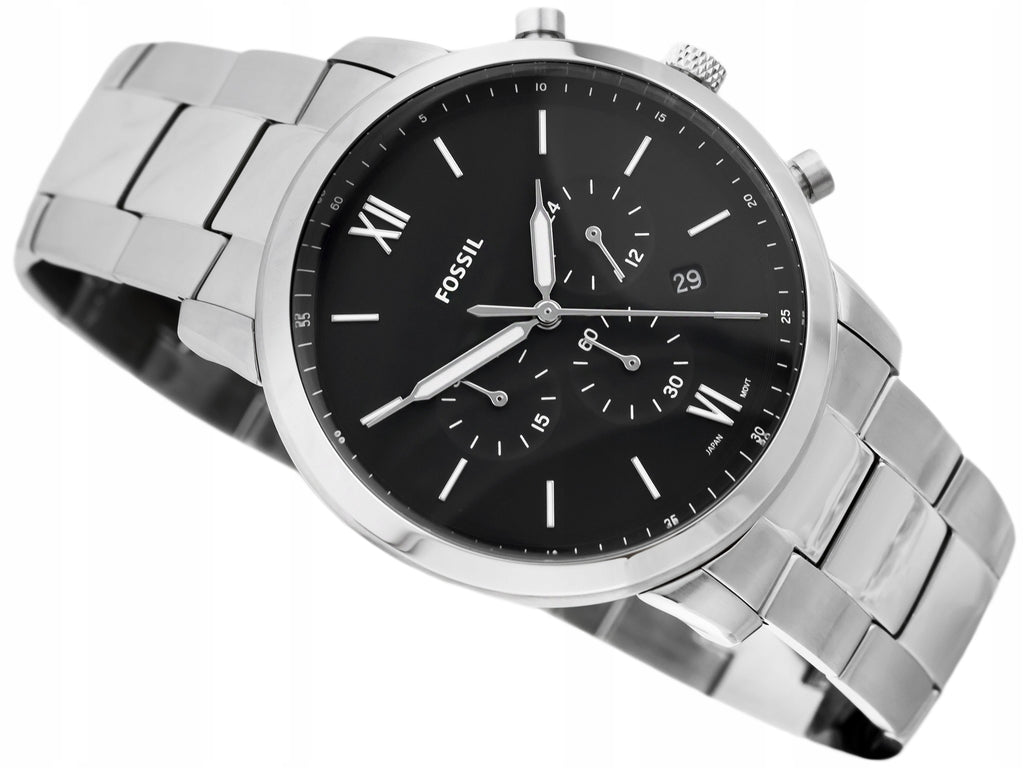 Fossil Neutra Chronograph Black Dial Silver Steel Strap Watch for Men - FS5384 Buy Now By Fossil
