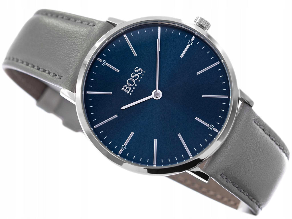 Hugo Boss Horizon Blue Dial Grey Leather Strap Watch for Men - 1513539 Buy Now By Hugo Boss