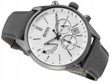 Hugo Boss Grand Prix White Dial Grey Leather Strap Watch for Men - 1513633 Buy Now By Hugo Boss