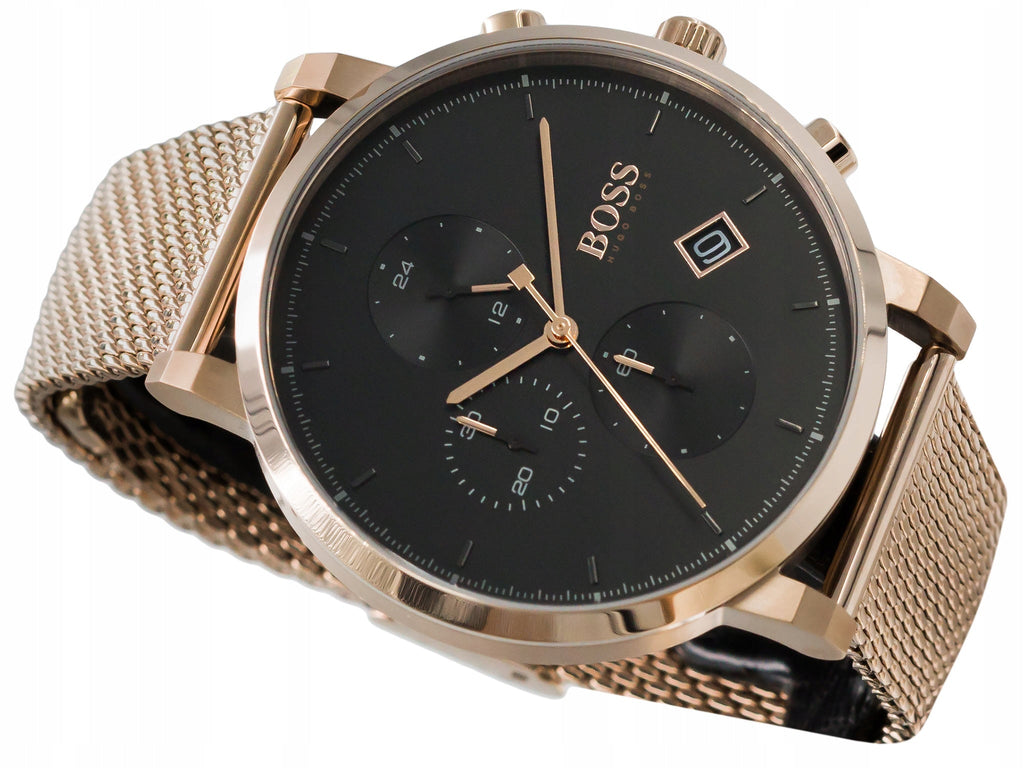 Hugo Boss Integrity Black Dial Gold Mesh Bracelet Watch for Men - 1513808 Buy Now By Hugo Boss