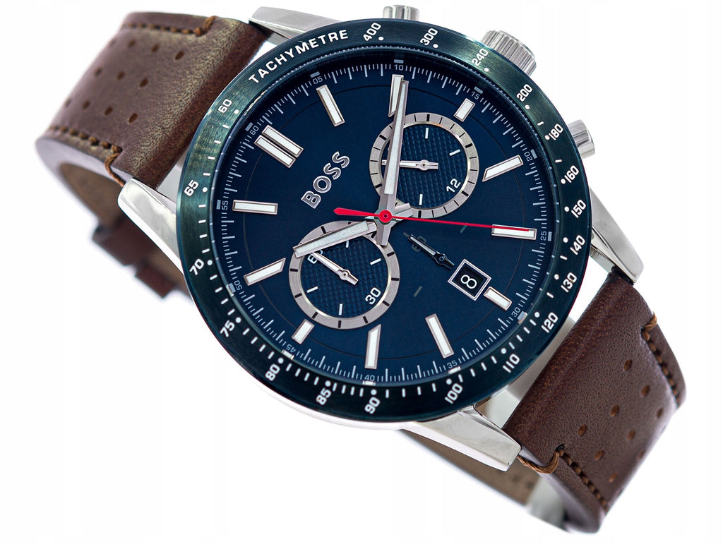 Hugo Boss Allure Blue Dial Brown Leather Strap Watch for Men - 1513921 Buy Now By Hugo Boss