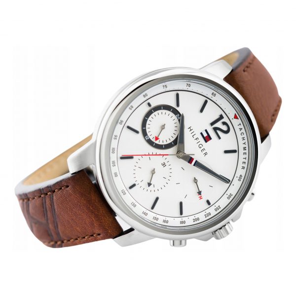 Tommy Hilfiger Landon Chronograph White Dial Brown Leather Strap Watch for Men - 1791531 Buy Now By Tommy Hilfiger
