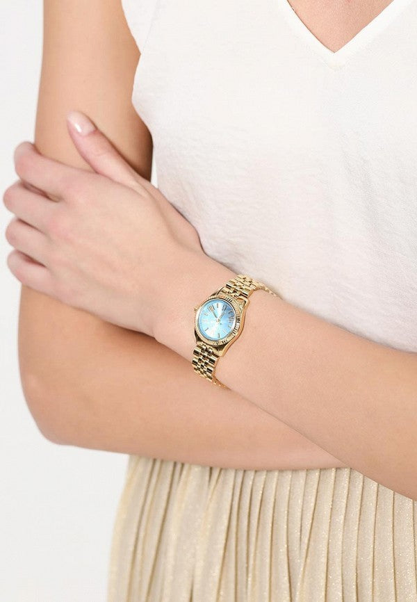 Michael Kors Lexington Quartz Blue Dial Gold Steel Strap Watch For Women - MK3271 Buy Now By Michael Kors