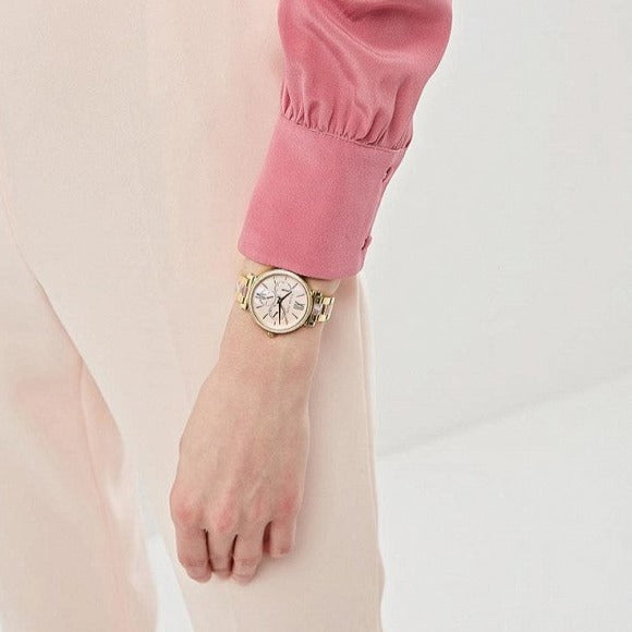 Michael Kors Sofie Crystals Mother of Pearl Pink Dial Two Tone Steel Strap Watch For Women - MK4344 Buy Now By Michael Kors