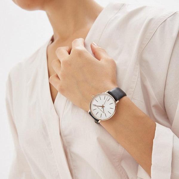 Michael Kors Pyper Quartz White Dial Black Leather Strap Watch For Women - MK2834 Buy Now By Michael Kors