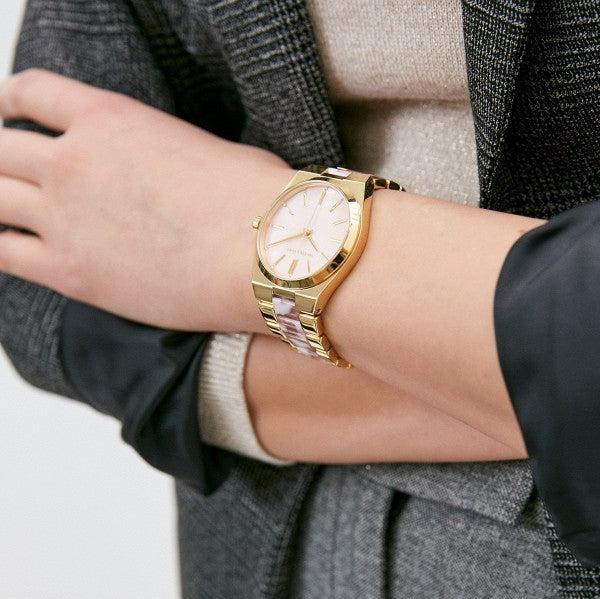 Michael Kors Channing Quartz Mother of Pearl Pink Dial Two Tone Steel Strap Watch For Women - MK6650 Buy Now By Michael Kors