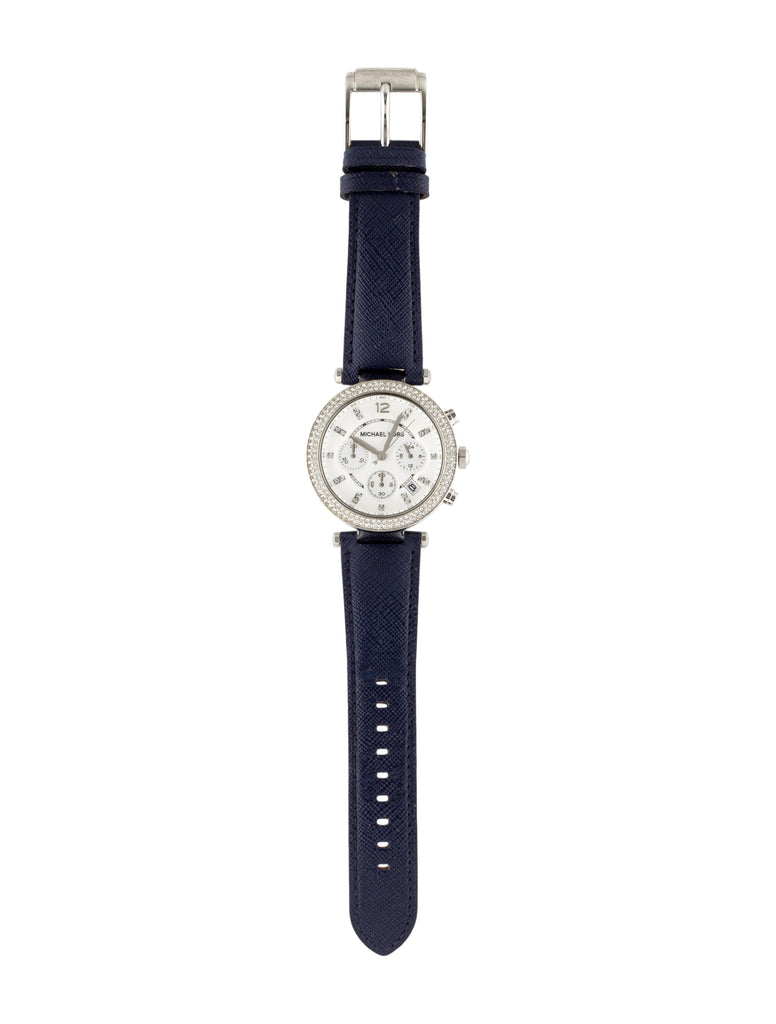 Michael Kors Parker White Dial Navy Blue Leather Strap Watch for Women - MK2293 Buy Now By Michael Kors
