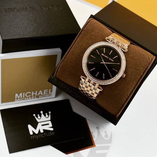 Michael Kors Darci Black Dial Rose Gold Steel Strap Watch for Women - MK3402 Buy Now By Michael Kors