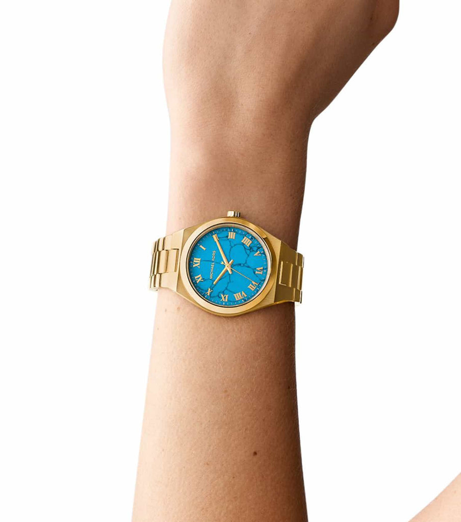 Michael Kors Lennox Analog Blue Dial Gold Steel Strap Watch for Women - MK7460 Buy Now By Michael Kors