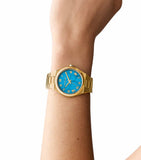 Michael Kors Lennox Analog Blue Dial Gold Steel Strap Watch for Women - MK7460 Buy Now By Michael Kors