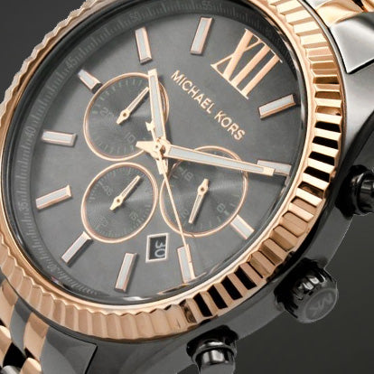 Michael Kors Lexington Chronograph Black Dial Two Tone Steel Strap Watch for Men - MK8561 Buy Now By Michael Kors