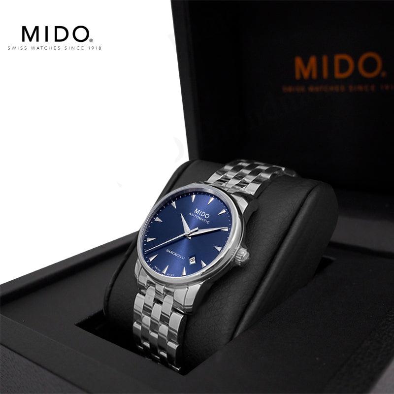 Mido Baroncelli II Automatic Blue Dial Silver Steel Strap Watch For Men - M8600.4.15.1 Buy Now By Mido