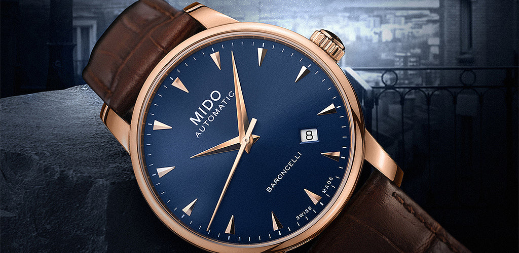 Mido Baroncelli III Automatic Blue Dial Brown Leather Strap Watch For Men - M8600.3.15.8 Buy Now By Mido