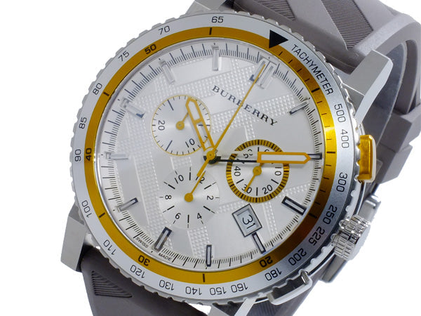 Burberry Belt Chronograph Silver Dial Brown Rubber Strap Watch For Men - BU9811 Buy Now By Burberry