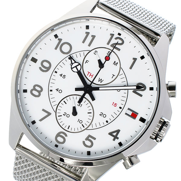 Tommy Hilfiger Dean Chronograph White Dial Silver Mesh Bracelet Watch for Men - 1791277 Buy Now By Tommy Hilfiger