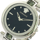 Versace Crystal Gleam Guilloche Black Dial Silver Steel Strap Watch for Women - VAN030016 Buy Now By Versace