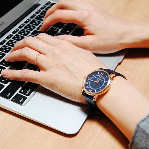 Marc Jacobs Roxy Navy Blue Dial Blue Leather Strap Watch for Women - MJ1534 Buy Now By Marc Jacobs