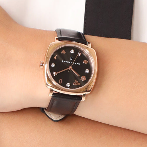 Marc Jacobs Mandy Black Dial Black Leather Strap Watch for Women - MJ1565 Buy Now By Marc Jacobs