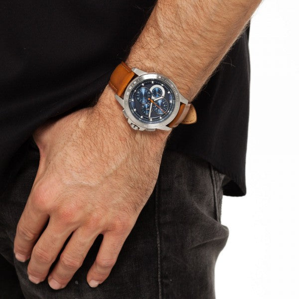 Michael Kors Ryker Chronograph Analog Blue Dial Brown Leather Strap Watch For Men - MK8518 Buy Now By Michael Kors