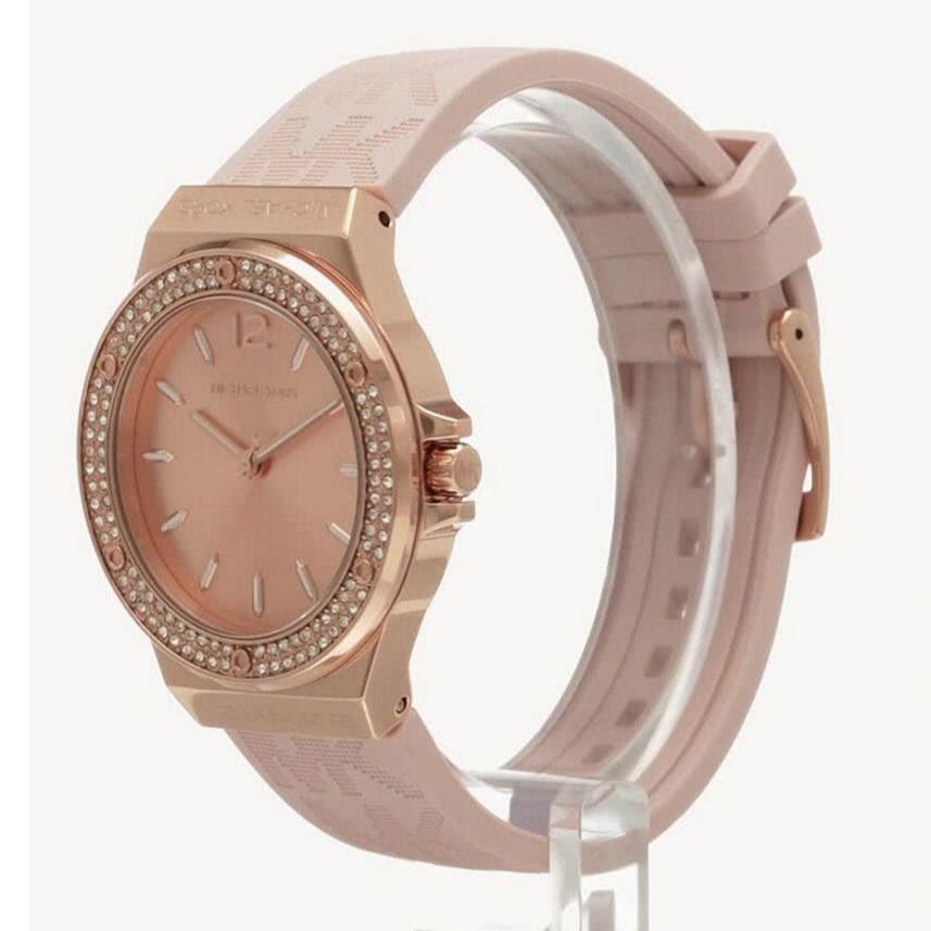 Michael Kors Mini Lennox Three-Hand Rose Gold Dial Pink Silicone Strap Watch For Women - MK7282 Buy Now By Michael Kors