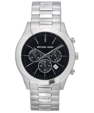 Michael Kors Slim Runway Chronograph Black Dial Silver Steel Strap Watch For Men - MK1056 Buy Now By Michael Kors