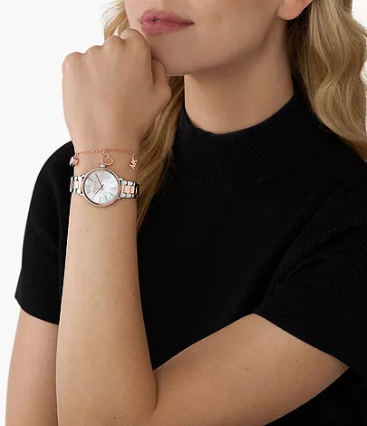 Michael Kors Pyper Quartz Mother of Pearl White Dial Two Tone Steel Strap Watch For Women - MK1066 Buy Now By Michael Kors