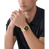 Michael Kors Slim Runway Chronograph Black Dial Gold Steel Strap Watch For Men - MK1076 Buy Now By Michael Kors