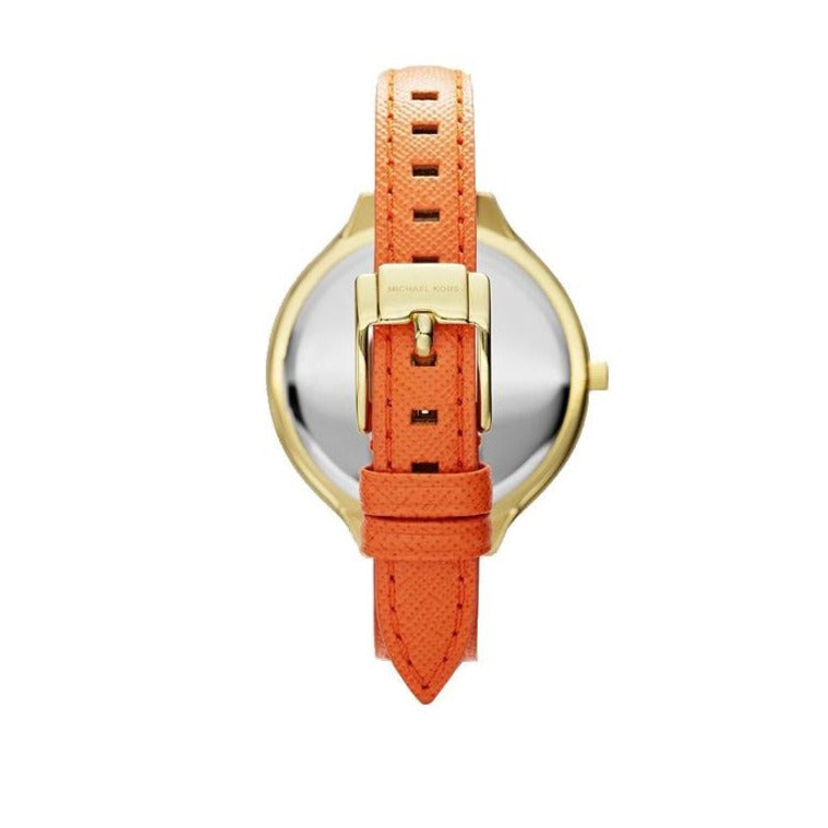 Michael Kors Runway Quartz Gold Dial Orange Leather Strap Watch For Women - MK2275 Buy Now By Michael Kors