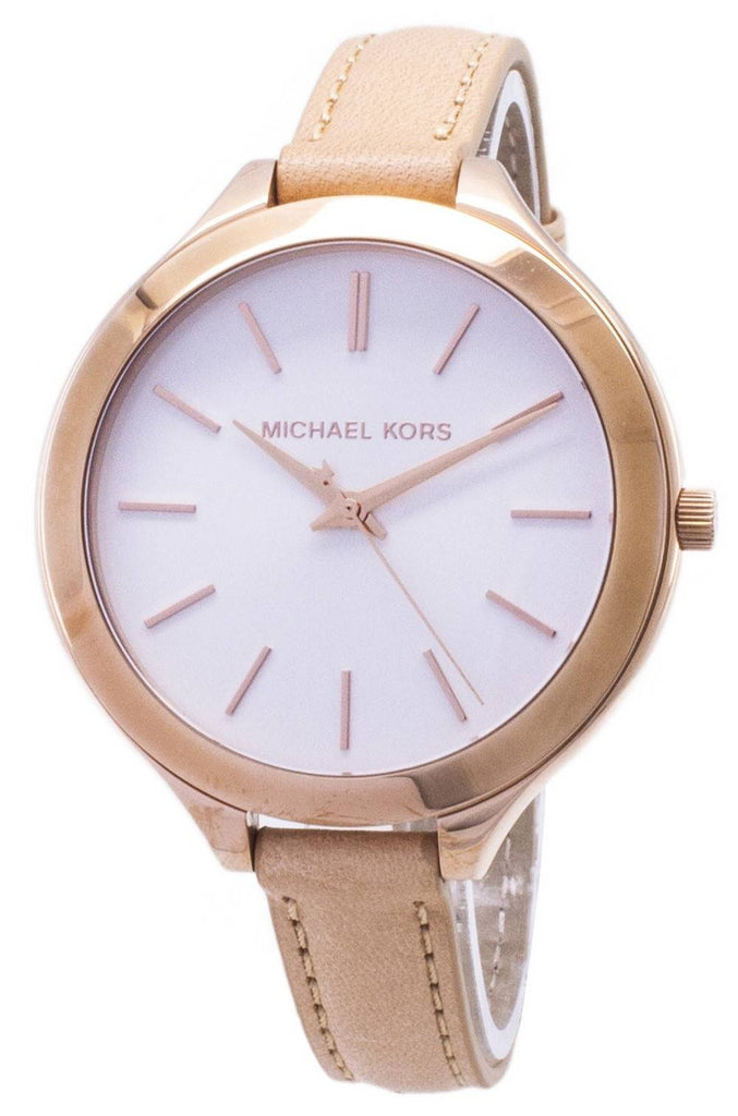 Michael Kors Runway Slim Quartz White Dial Beige Leather Strap Watch For Women - MK2284 Buy Now By Michael Kors