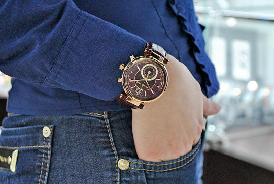 Michael Kors Sawyer Maroon Dial Maroon Leather Strap Watch for Women - MK2426 Buy Now By Michael Kors