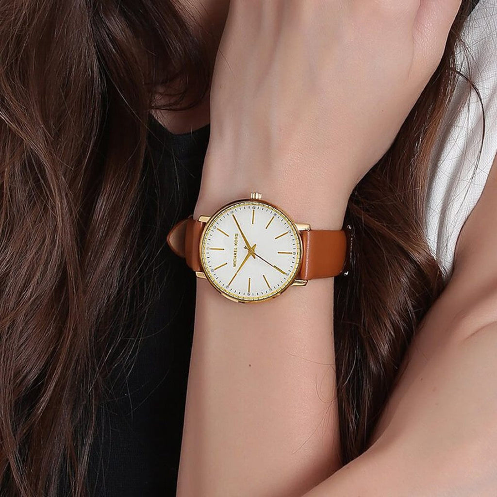 Michael Kors Pyper Quartz Silver Dial Brown Leather Watch For Women - MK2740 Buy Now By Michael Kors