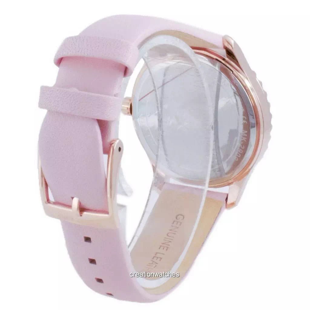 Michael Kors Layton Three-Hand White Dial Pink Leather Strap Watch for Women - MK2909 Buy Now By Michael Kors