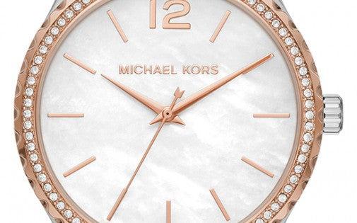 Michael Kors Layton Mother of Pearl White Dial Brown Leather Strap Watch For Women - MK2910 Buy Now By Michael Kors