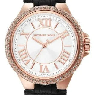 Michael Kors Camille Three-Hand Crystals White Dial Black Leather Strap Watch for Women - MK2962 Buy Now By Michael Kors