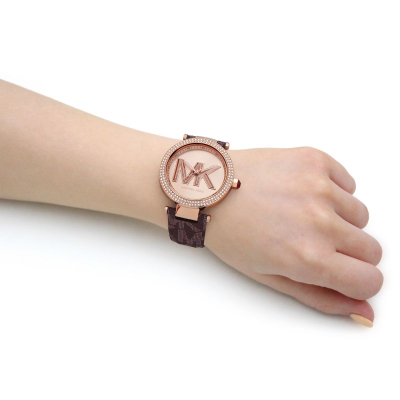 Michael Kors Parker Rose Gold Dial Maroon Leather Strap Watch For Women - MK2974 Buy Now By Michael Kors