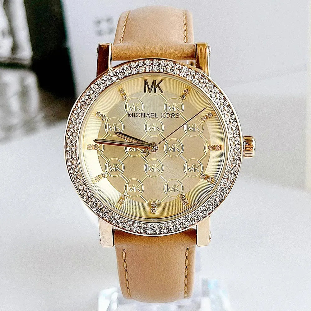 Michael Kors Corey Analog Gold Dial Brown Leather Strap Watch for Women - MK2986 Buy Now By Michael Kors