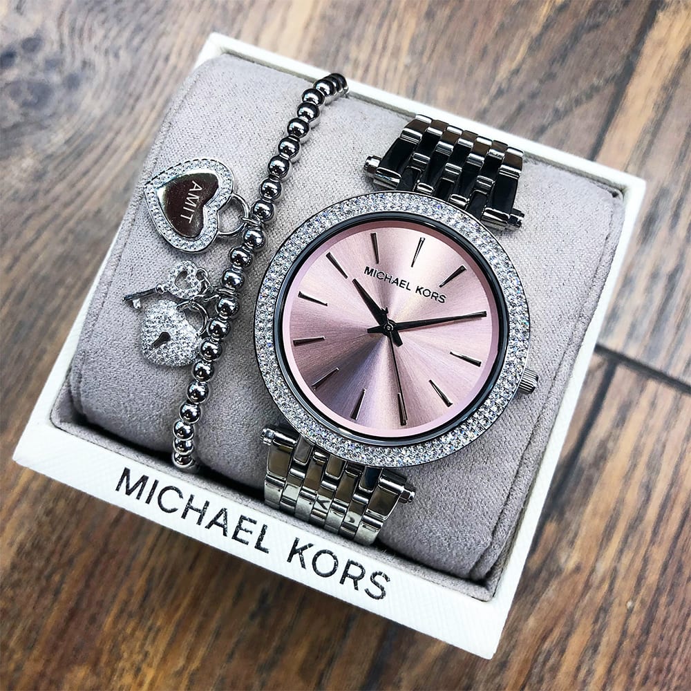 Michael Kors Darci Crystal Pink Dial Silver Stainless Steel Strap Watch for Women - MK3352 Buy Now By Michael Kors