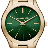 Michael Kors Slim Runway Green Dial Gold Steel Strap Watch for Women - MK3435 Buy Now By Michael Kors