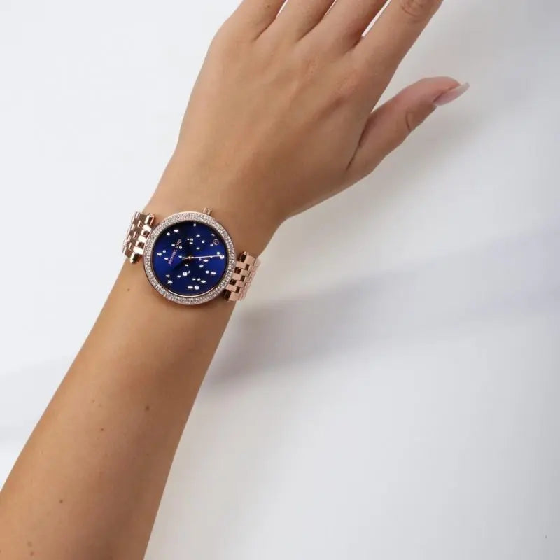 Michael Kors Darci Blue Dial Rose Gold Steel Strap Watch for Women - MK3728 Buy Now By Michael Kors