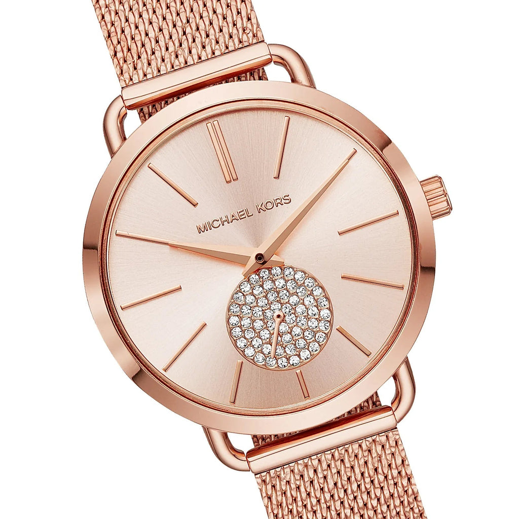 Michael Kors Portia Rose Gold Dial Rose Gold Mesh Bracelet Watch for Women - MK3845 Buy Now By Michael Kors