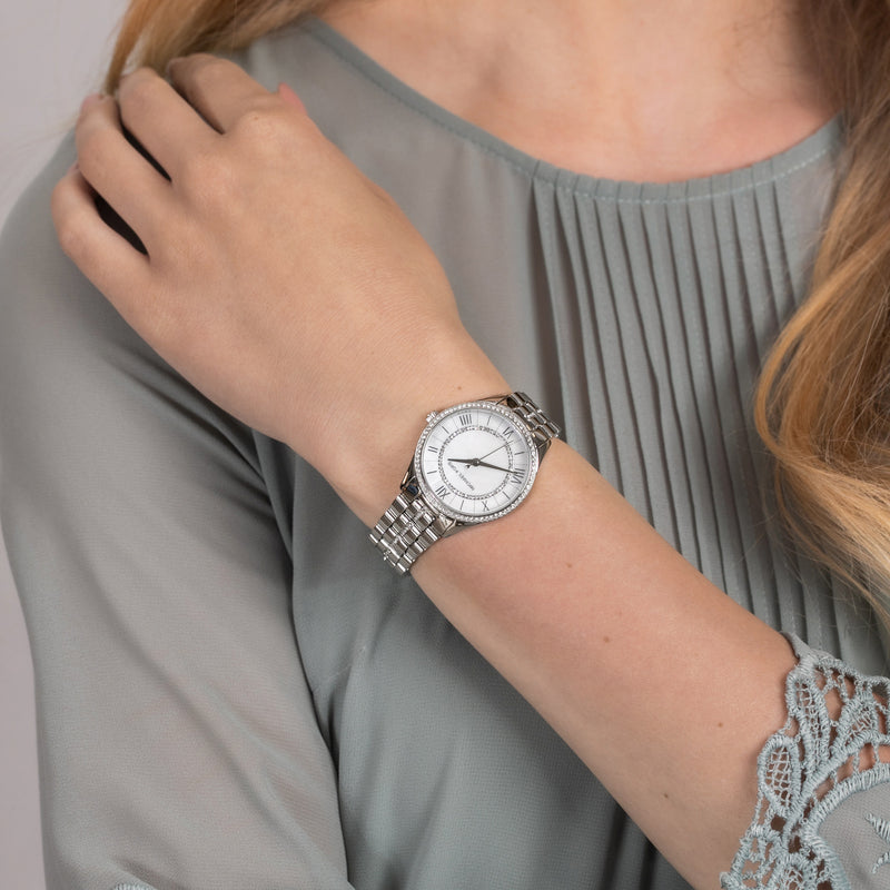 Michael Kors Lauryn Mother of Pearl Dial Silver Steel Strap Watch for Women - MK3900 Buy Now By Michael Kors