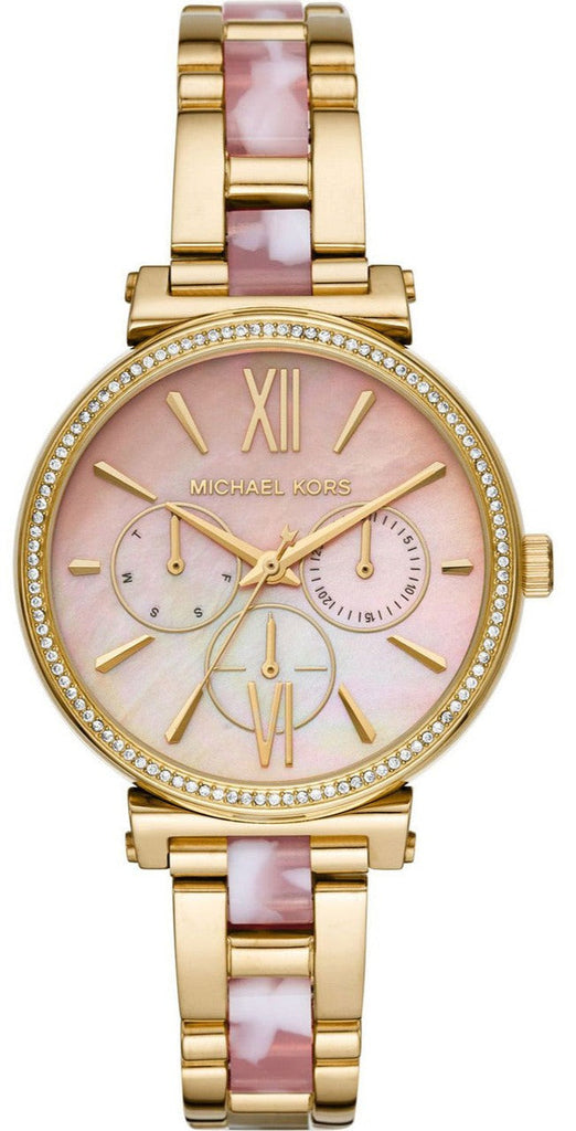 Michael Kors Sofie Crystals Mother of Pearl Pink Dial Two Tone Steel Strap Watch For Women - MK4344 Buy Now By Michael Kors