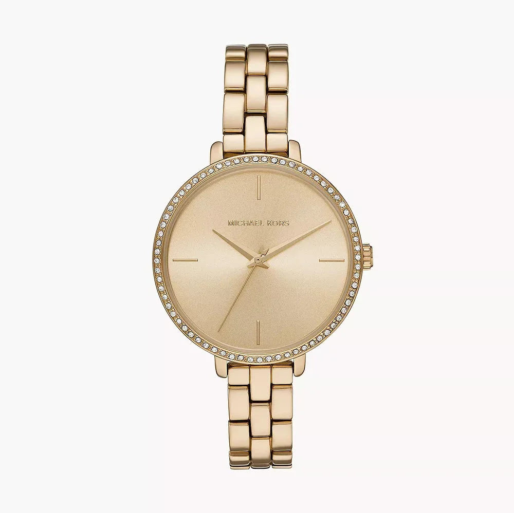 Michael Kors Charley Three-Hand Quartz Gold Dial Gold Steel Strap Watch for Women - MK4399 Buy Now By Michael Kors