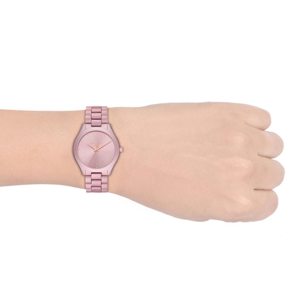 Michael Kors Slim Runway Pink Dial Pink Steel Strap Watch For Women - MK4456 Buy Now By Michael Kors