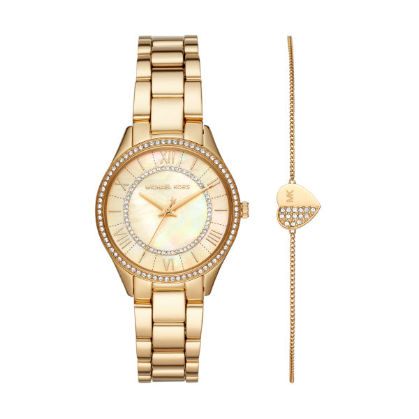 Michael Kors Lauryn Quartz Mother of Pearl Gold Dial Gold Steel Strap Watch For Women - MK4490 Buy Now By Michael Kors