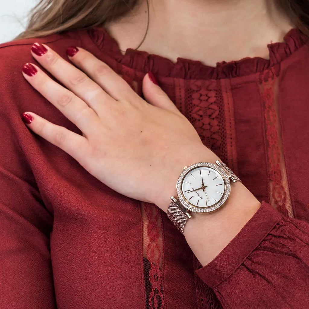 Michael Kors Darci Quartz Mother of Pearl White Dial Rose Gold Mesh Bracelet Watch For Women - MK4519 Buy Now By Michael Kors