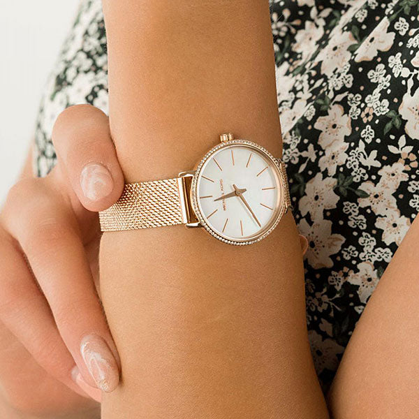 Michael Kors Pyper Quartz Mother of Pearl White Dial Rose Gold Mesh Strap Watch For Women - MK4588 Buy Now By Michael Kors