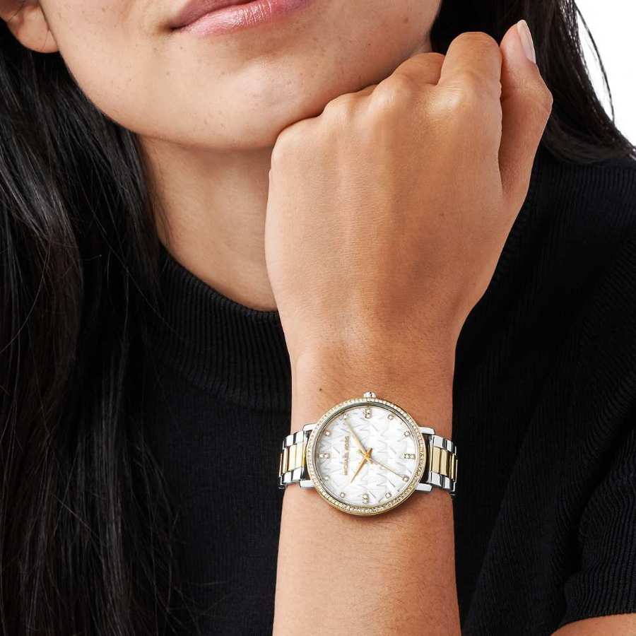 Michael Kors Pyper Three Hand White Dial Two Tone Steel Strap Watch For Women - MK4595 Buy Now By Michael Kors